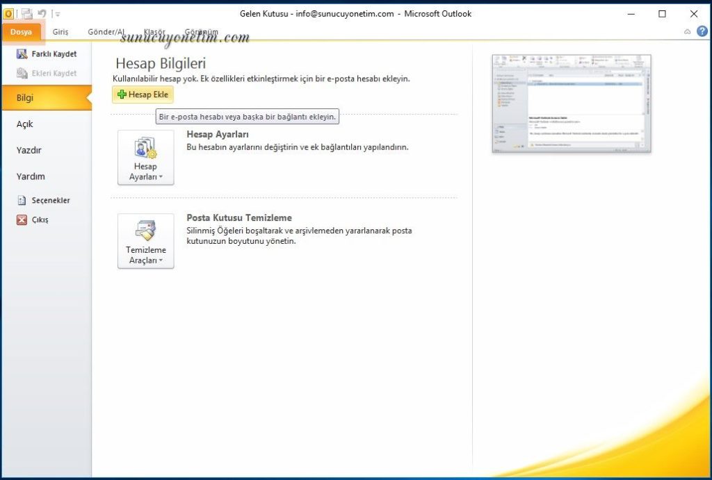 Outlook Hesap ayarları