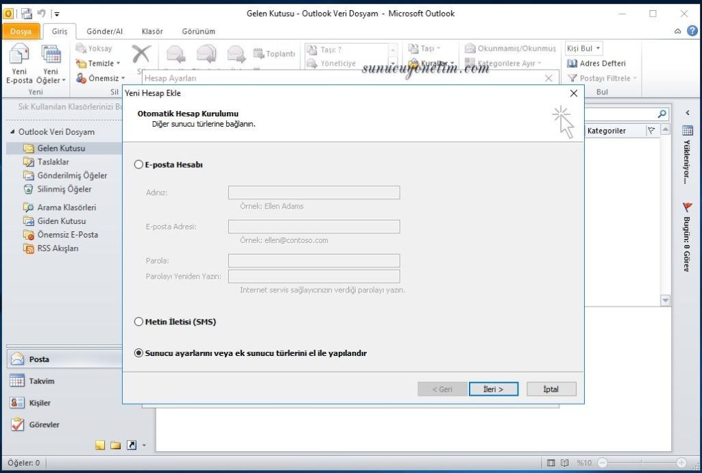 Outlook hesap kurulumu