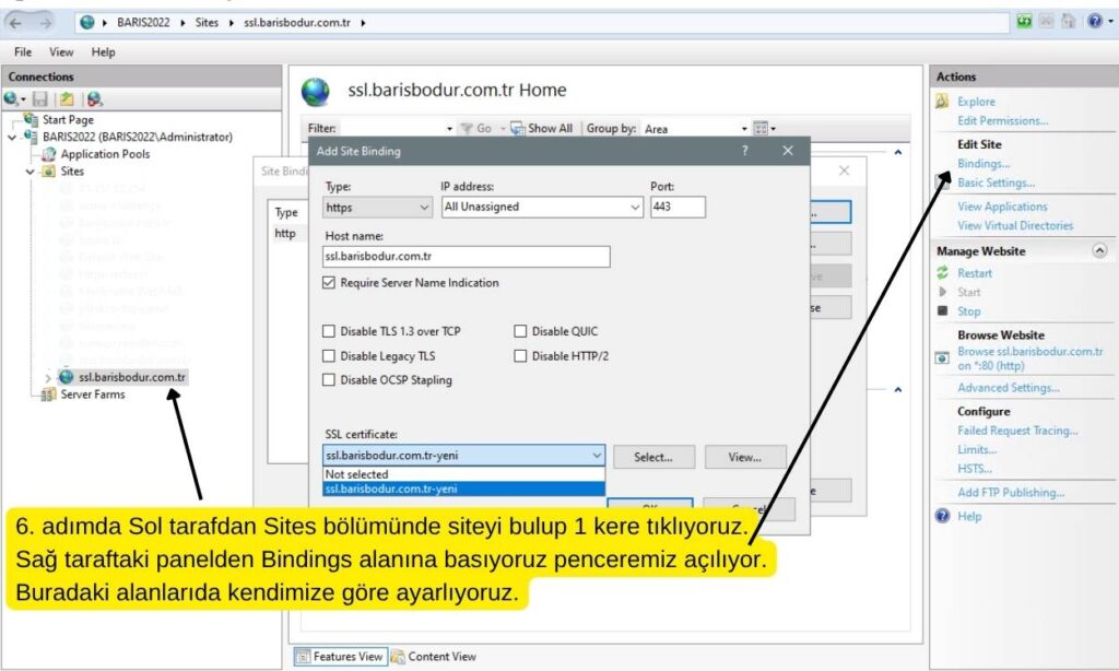 SSL’i Domain ile Eşleştirme (Site Binding)