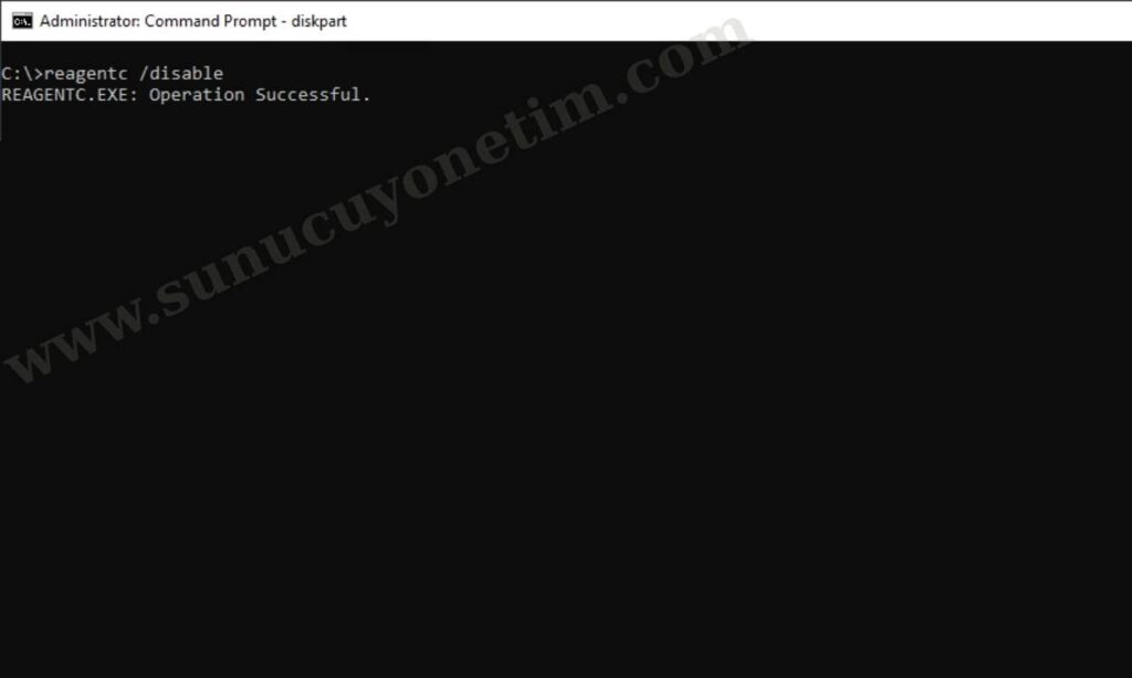 Windows kurtarma ortamı WinRe devre dışı bırakma